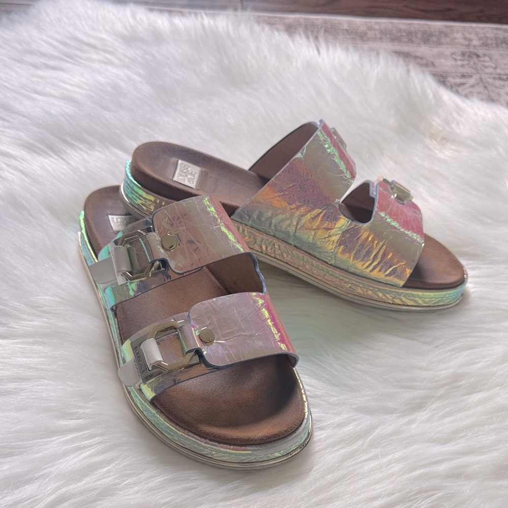Louise et Cie Iridescent Double Buckle Sandals